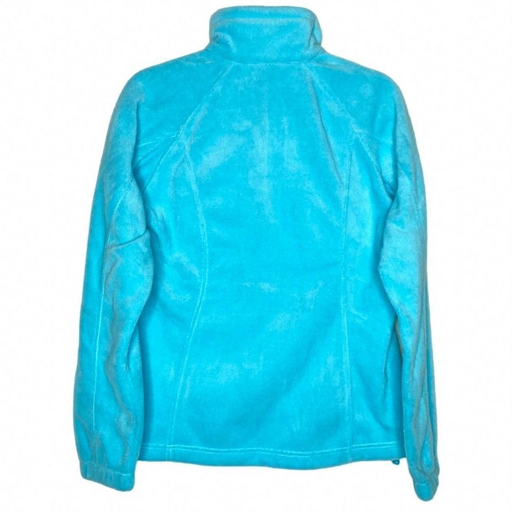Columbia Full Zip Long Sleeve Mock Neck Fleece Jacket Zipper Pockets Blue Small - Picture 10 of 10